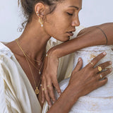 Intuitive Wisdom Hoop Earrings by Ananda Soul with rainbow moonstone crystals