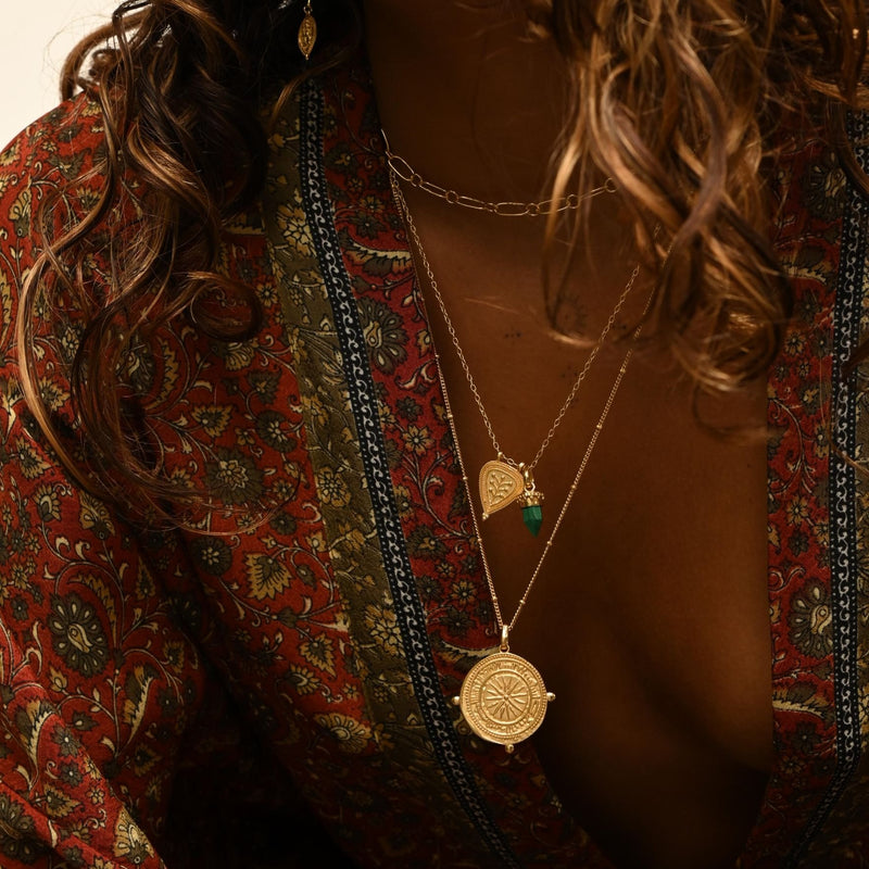 Gold Divine Compass Necklace Handmade by Loft & Daughter