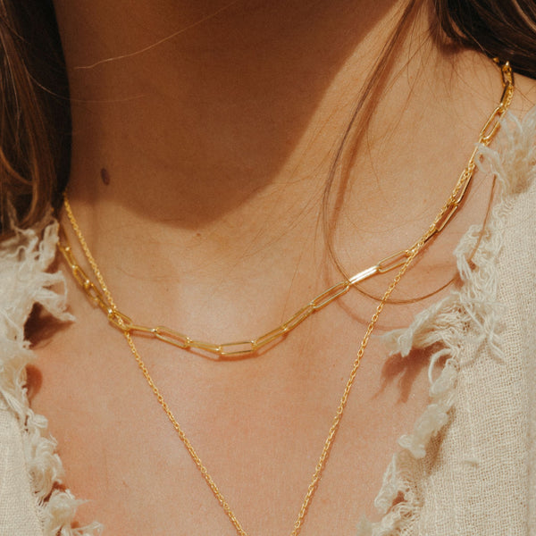 Paperclip Chain Necklace Gold