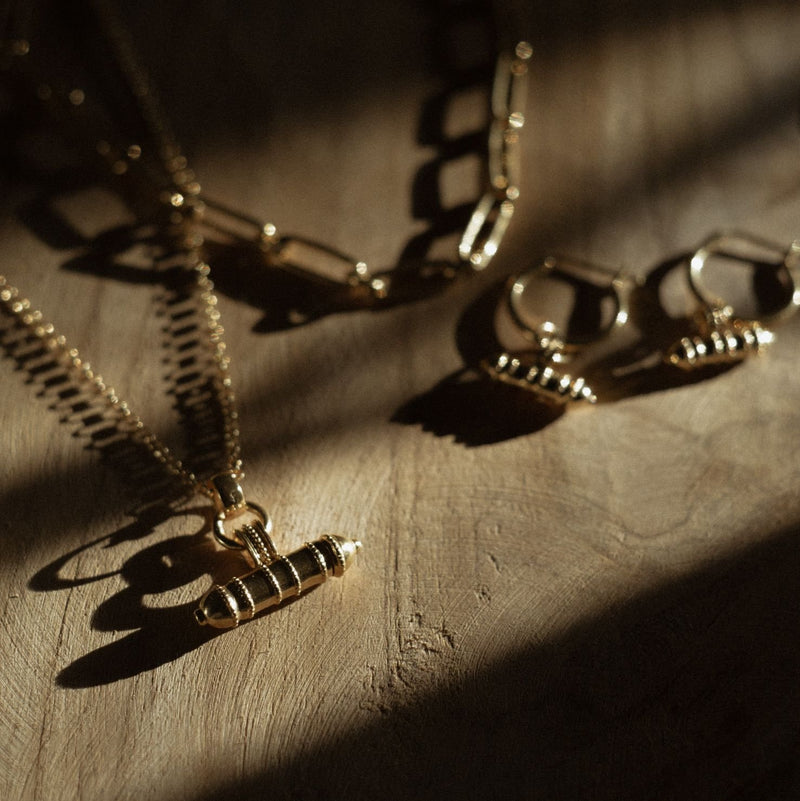Loft & Daughter Gold Vermeil Secret T-Bar Amulet Pendant Necklace