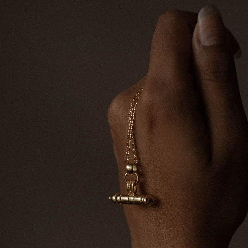 Loft & Daughter Secret T-Bar Amulet Necklace in gold vermeil