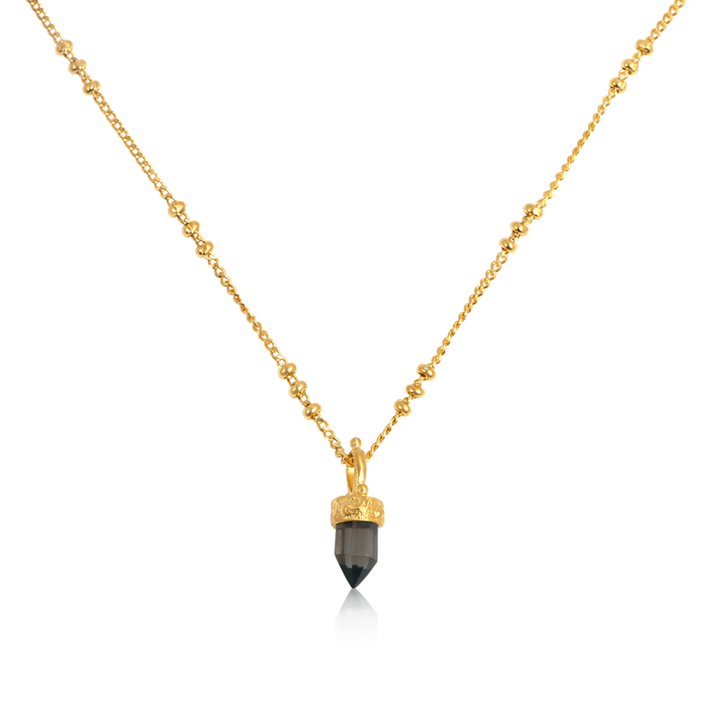 Smoky Quartz Gentle Warrior Necklace with Gold Vermeil by Ananda Soul