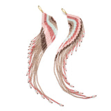 Azuni London Long Beaded Quetzal Earrings handmade in Guatemala