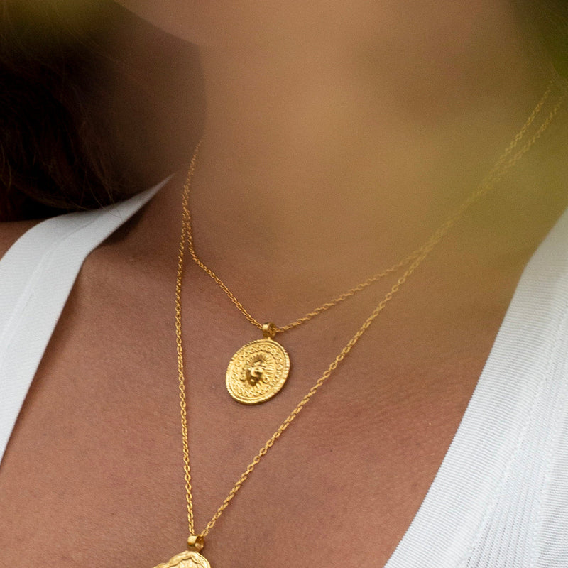 Goddess Charms Sun God Necklace with Gold Vermeil